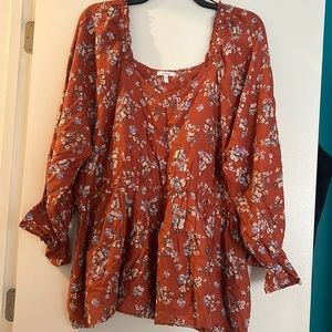 NWT Maurice’s Peasant Floral Quarter Sleeve Top